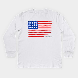 Vintage American Flag 1776 T-shirt Kids Long Sleeve T-Shirt